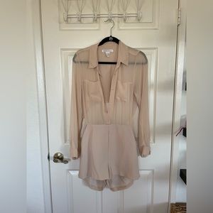BCBG Cream Romper w Sheer/Backless Top